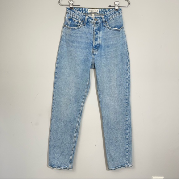 Abercrombie Fitch Curve Love High Rise Dad Jeans Size 24  00 S Medium Light Wash - Picture 5 of 16
